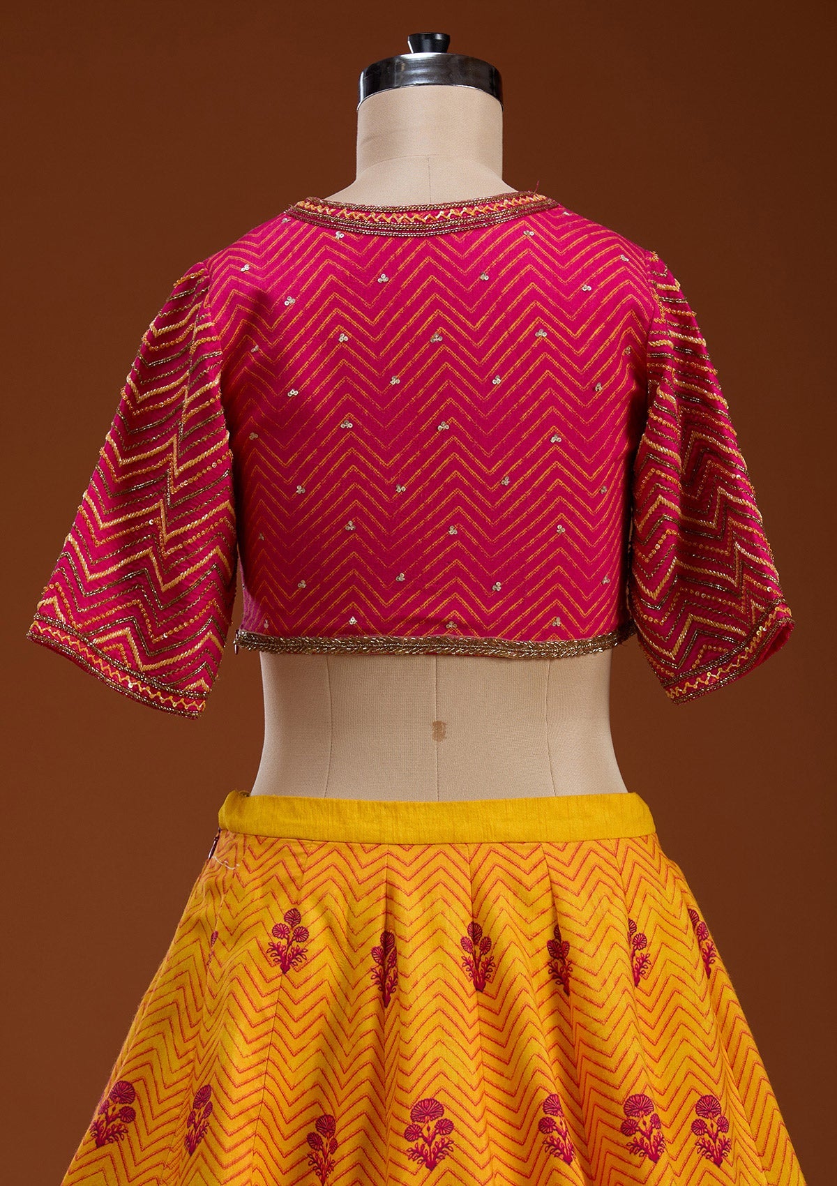 Mustard Cutdana Raw Silk Readymade Lehenga